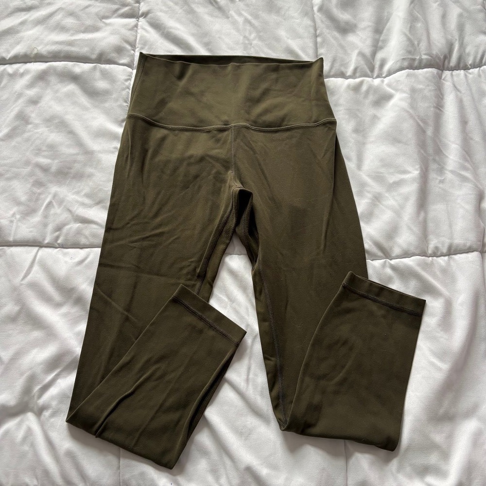 Lululemon Align High Rise Crop Leggings Dark Olive Green Yoga Pants Active